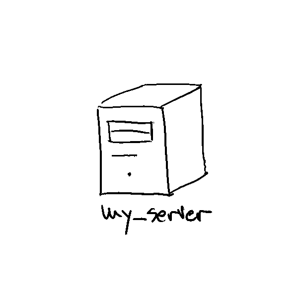 I drew this for you. drawing of computer case with caption "my_server"